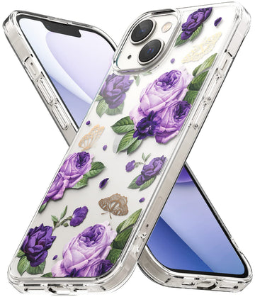 iPhone 14 Back Cover Case | Fusion Design - Purple Rose