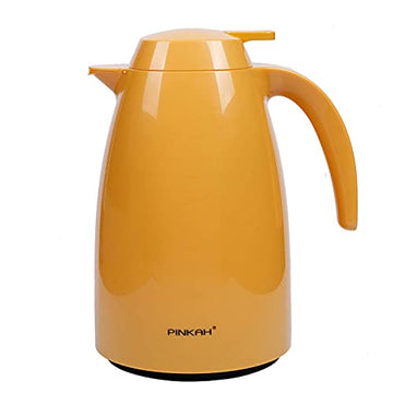 PINKAH 1500ML Vacuum Flask Glass Thermal Carafe with Handle for Coffee and Tea (Orange)