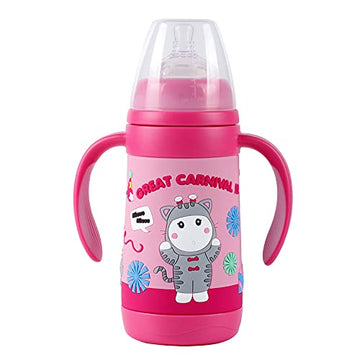 PINKAH -320ML Vacuum Insulated Stainless Steel kids Bottle Nipple Duckbill Nozzle 3 in 1 Multi-Functional Kids Water Bottle (Blush Pink)