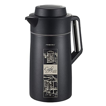 PINKAH -Long Heat Retention 1500Ml Resistant Stainless Steel Vacuum Thermal insularion Kettle. (Metallic Black)