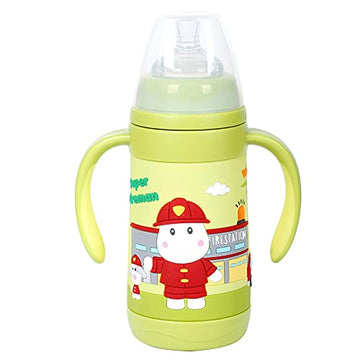 PINKAH -320ML Vacuum Insulated Stainless Steel Kids Bottle Nipple Duckbill Nozzle 3 in 1 Multi-Functional Kids Water Bottle (Olive Green)