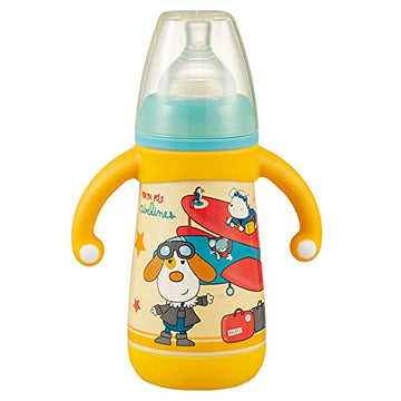 PINKAH 310ml Cartoon 3in1 BPA Free Double Wall Stainless Steel Vacuum Kids Training Bottle with 3 Lips Set (Apricot Orange)