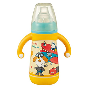 PINKAH 310ml Cartoon 3in1 BPA Free Double Wall Stainless Steel Vacuum Kids Training Bottle with 3 Lips Set (Apricot Orange)