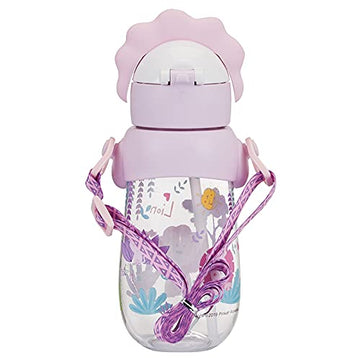 PINKAH (Tritan & pp) 490 ML Drinking Water Bottle with Carry Strap, Straw lid, Leak Proof, BPAfree. (Pink)