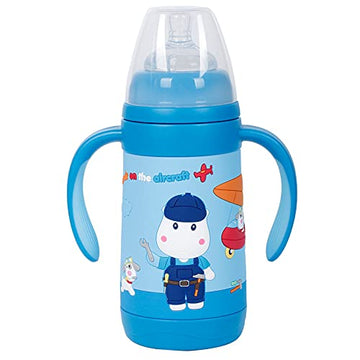 PINKAH -320ML Vacuum Insulated Stainless Steel kids Bottle Nipple Duckbill Nozzle 3 in 1 Multi-Functional Kids Water Bottle (French Blue)