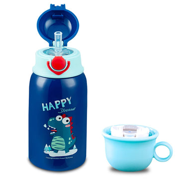 PINKAH 600ML Cartoon Design Vacuum Stainless Steel Bottle for Kids. (Blue)