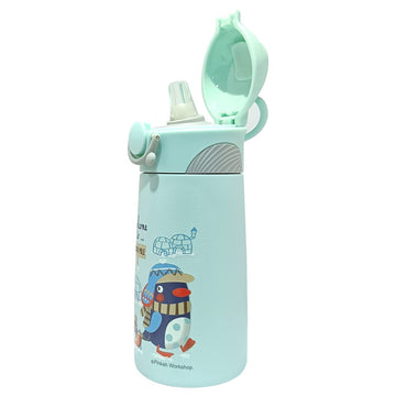PINKAH 390ML Cartoon Design Vacuum Stainless Steel Bottle for Kids. (Blue)