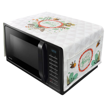 FABKUC Microwave/Oven Top Cotton Cover with 2 Utility Pockets, Splash-Proof, Dustproof Washer Dryer Cover (Little Bee)