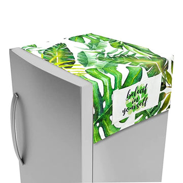 FABKUC Fridge/Refrigerator Top Cotton Cover with 2 Utility Pockets, Splash-Proof, Dustproof Washer Dryer Cover (Forest)
