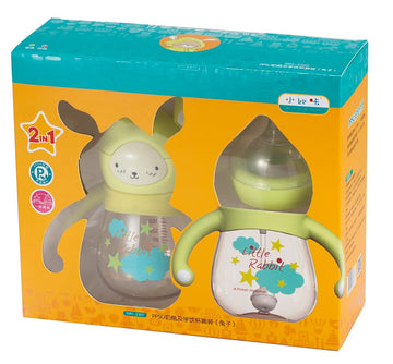 PINKAH- 210 ML- 2 in 1 (PPSU) Baby Bottle Learner Sipper Straw & Soft spout. (Yellow)