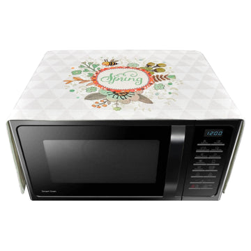 FABKUC Microwave/Oven Top Cotton Cover with 2 Utility Pockets, Splash-Proof, Dustproof Washer Dryer Cover (Little Bee)