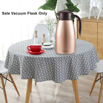 PINKAH Thermal Coffee Carafe 2L Keep Water hot up to 12h Reusable Stainless Steel Thermos Pot Vacuum Flask (Metallic Beige)