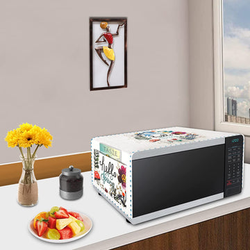 FABKUC Microwave/Oven Top Cotton Cover with 2 Utility Pockets, Splash-Proof, Dustproof Washer Dryer Cover (Flower Rabbit)