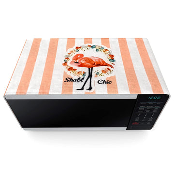 FABKUC Microwave/Oven Top Cotton Cover with 2 Utility Pockets, Splash-Proof, Dustproof Washer Dryer Cover (Flamingo)
