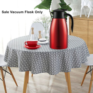 PINKAH Thermal Coffee Carafe 2L Keep Water hot up to 12h Reusable Stainless Steel Thermos Pot Vacuum Flask (Metallic red)