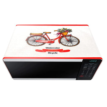 FABKUC Microwave/Oven Top Cotton Cover with 2 Utility Pockets, Splash-Proof, Dustproof Washer Dryer Cover (Bicycle)