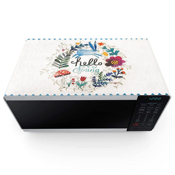 FABKUC Microwave/Oven Top Cotton Cover with 2 Utility Pockets, Splash-Proof, Dustproof Washer Dryer Cover (Flower Rabbit)