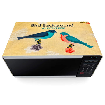 FABKUC Microwave/Oven Top Cotton Cover with 2 Utility Pockets, Splash-Proof, Dustproof Washer Dryer Cover (Birds)