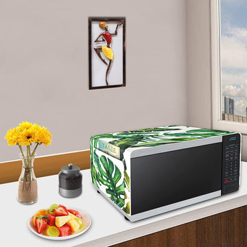 FABKUC Microwave/Oven Top Cotton Cover with 2 Utility Pockets, Splash-Proof, Dustproof Washer Dryer Cover (Forest)