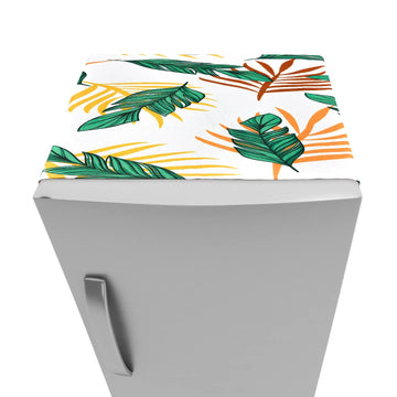 FABKUC Fridge/Refrigerator Top Cotton Cover with 2 Utility Pockets, Splash-Proof, Dustproof Washer Dryer Cover (Monstera)