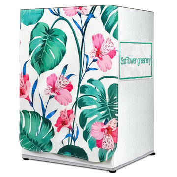 FABKUC Washing Machine Cover | Front - Load (Safflower Green Leaves)